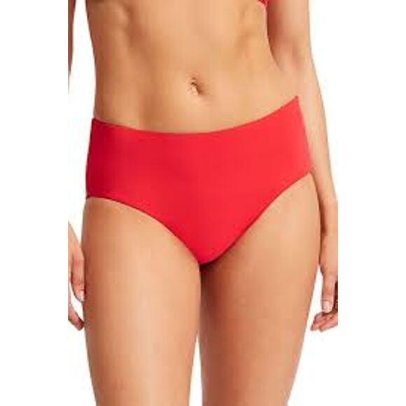 Seafolly Collective Wide Side Retro Pant BOTTOM Chilli Red #40586-942 US 4 S - Picture 3 of 4